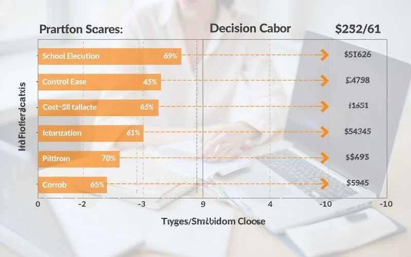 Platform decision matrix scoring Shopify and WooCommerce
