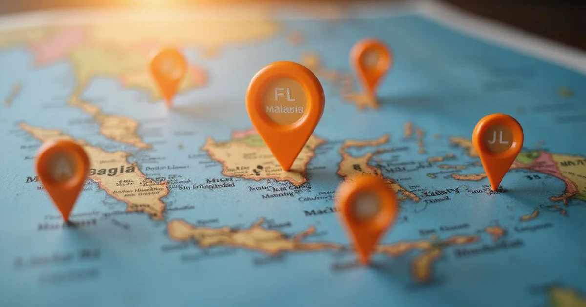 Multi-location SEO Malaysia map with location pins